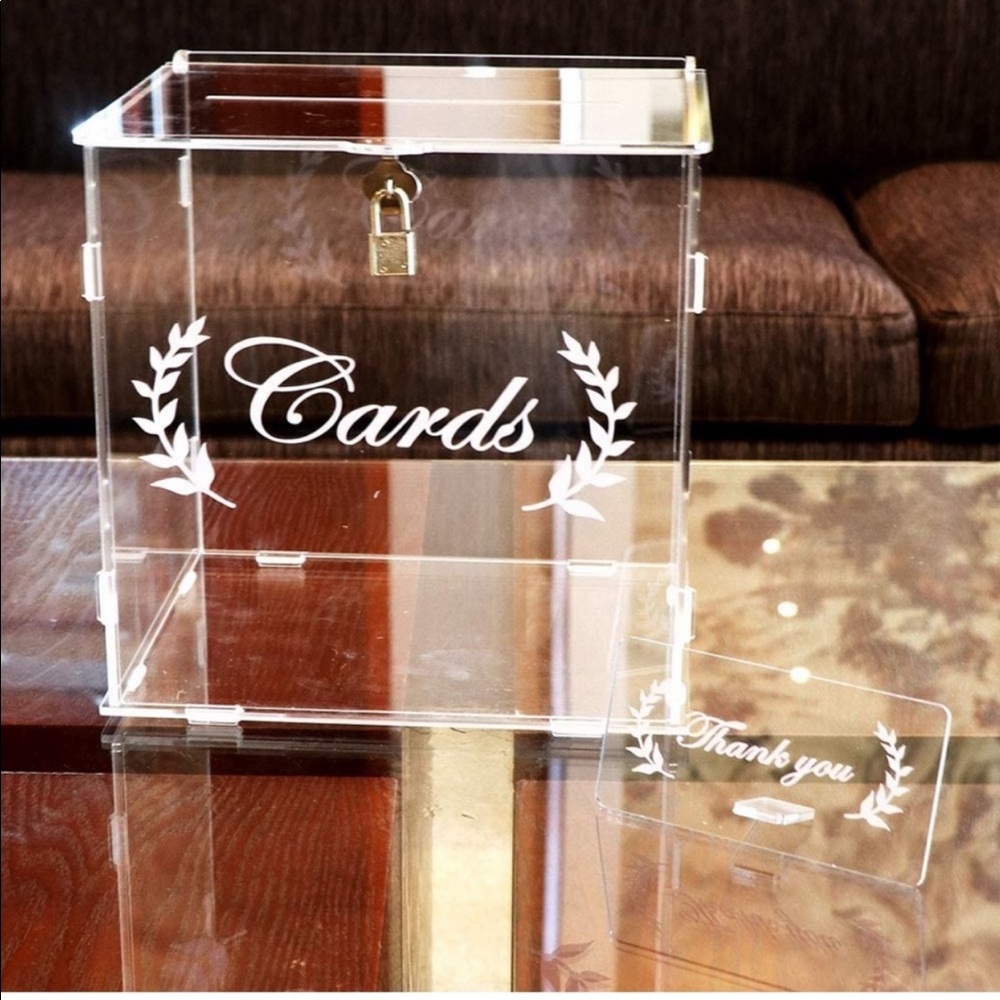 Wedding acrylic CARDS box with lock and key